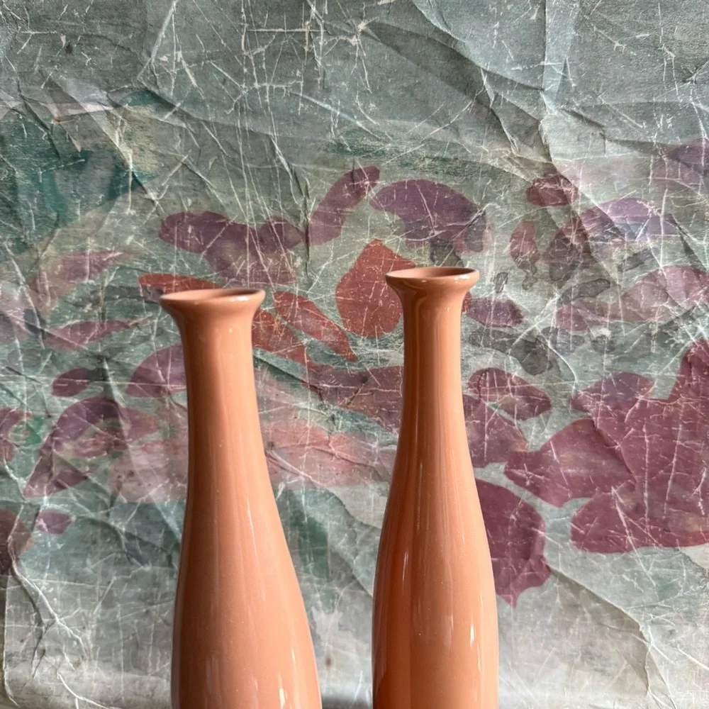 Rosenthal Netter Mid Century Terracotta Color High Glaze Ceramic Bottle Vase Set
